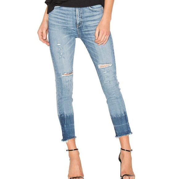 Agolde Ruby Super High Rise Premium Slim Straight Jeans Outsider Size 26 Blue - Picture 2 of 16